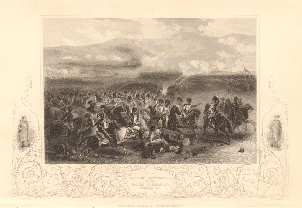 CRIMEAN WAR. Charge of heavy cavalry. Battle of Balaklava October 25th 1854 1860